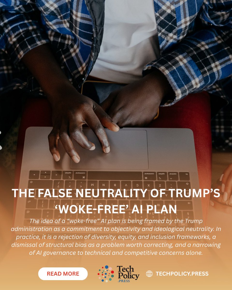 Joint Center (@jointcenter) on Twitter photo A “woke-free” AI plan is not neutral — it is a blueprint for perpetuating the inequities the US has long struggled to overcome, writes <a href="/Dani_Esquire/">Danielle Adrianna Davis</a>, director of technology policy at the Joint Center. Read it on <a href="/techpolicypress/">Tech Policy Press</a> here: techpolicy.press/the-false-neut… A “woke-free” AI plan is not neutral — it is a blueprint for perpetuating the inequities the US has long struggled to overcome, writes <a href="/Dani_Esquire/">Danielle Adrianna Davis</a>, director of technology policy at the Joint Center. Read it on <a href="/techpolicypress/">Tech Policy Press</a> here: techpolicy.press/the-false-neut…