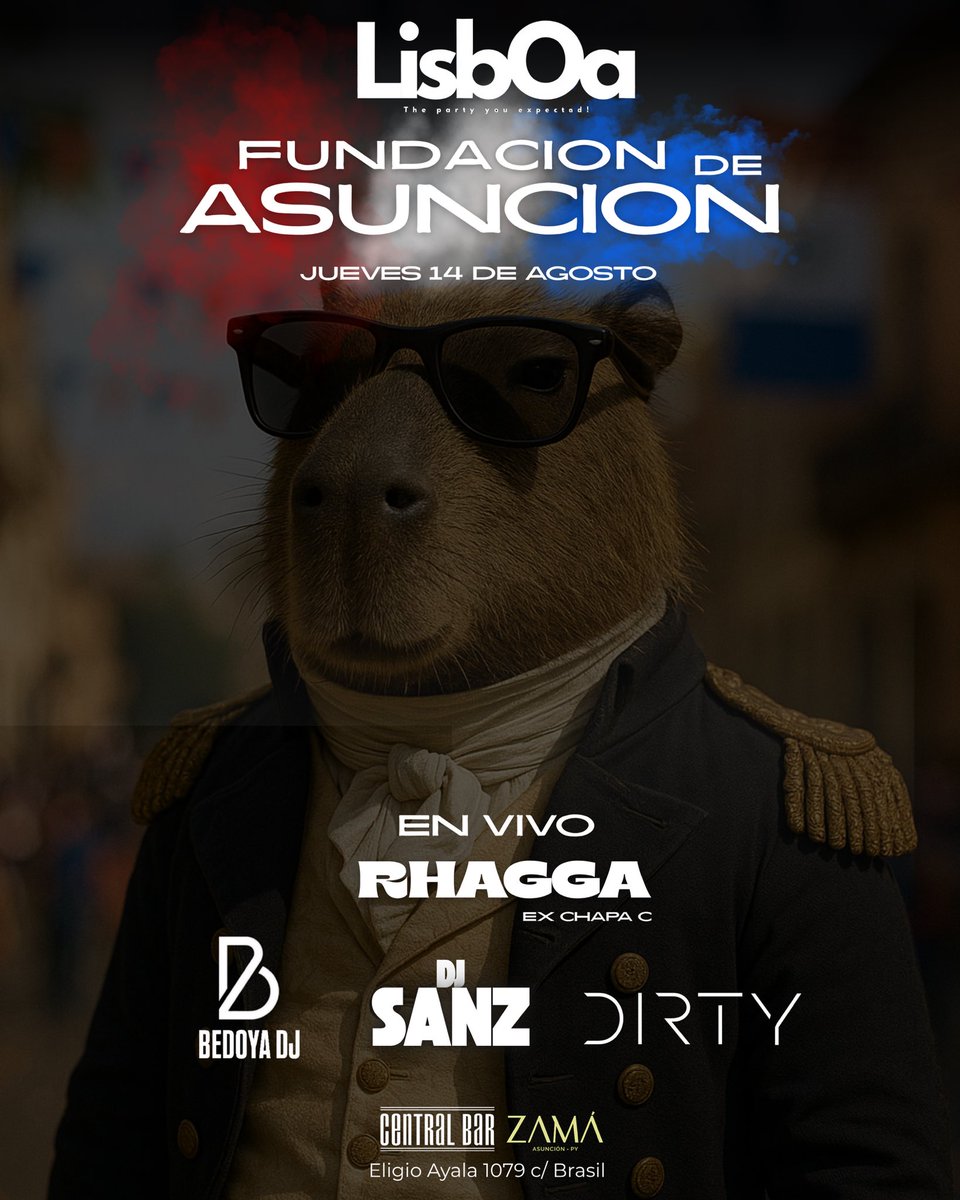 lisbopy's tweet image. PRIMERA PARADA DE LISBOA 🚀
¡Este jueves 14 (víspera de feriado) celebramos la Fundación de Asunción en @centralbarpy 🇵🇾🔥

Line-Up en vivo:
🎤 Baby Rhagga 🇨🇺 (ex Chapa C)
🎧 DJ Sanz 🇦🇷
🎧 Dirty DJ 🇵🇾
🎧 Bedoya DJ 🇵🇾

📍 No te lo podés perder
📲 Info y reservas al 0984 004709