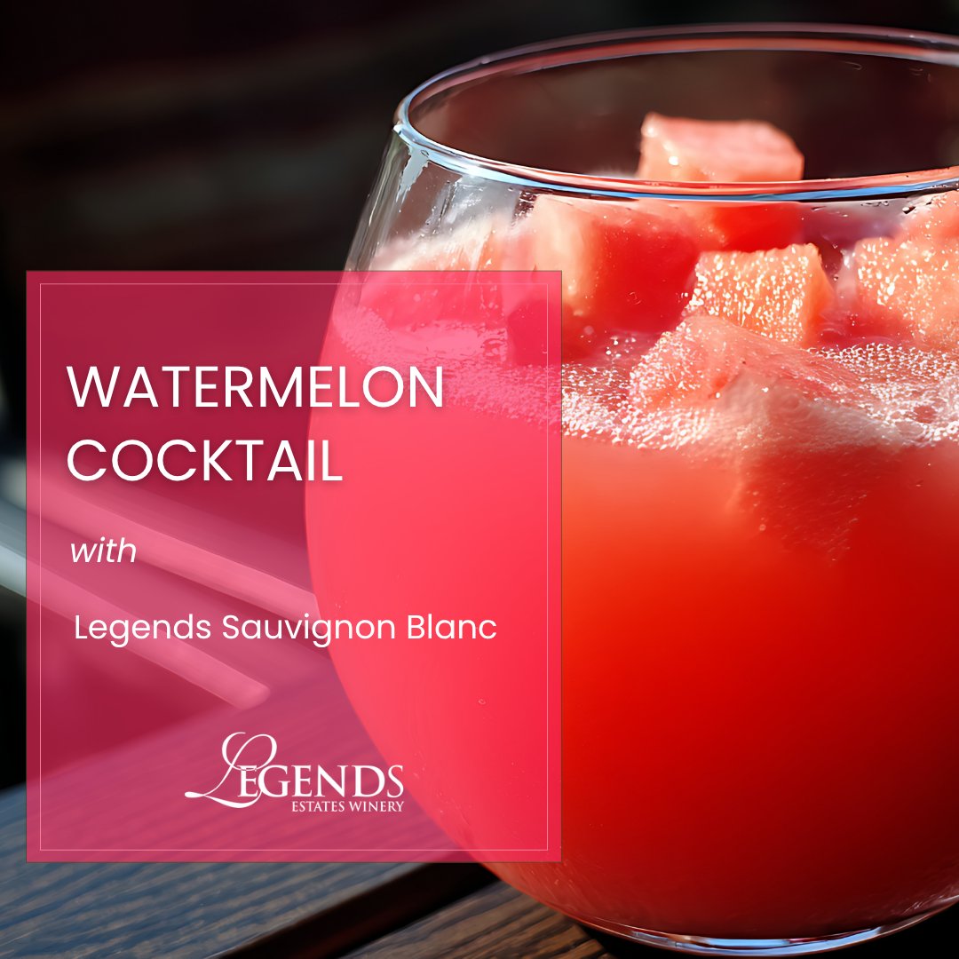 Watermelon Cocktail with Legends Sauvignon Blanc
🍉2 cups cubed, chilled watermelon
🍉1 Tbsp agave nectar
🍉2 cups Legends Sauvignon Blanc, chilled
🍉2 cups club soda, chilled

🔁Blend🍉+ agave
🥂Divide into 4🍸
🍾Top w/ Sauvignon Blanc + club soda
🧊Freeze🍉cubes for fruity ice!