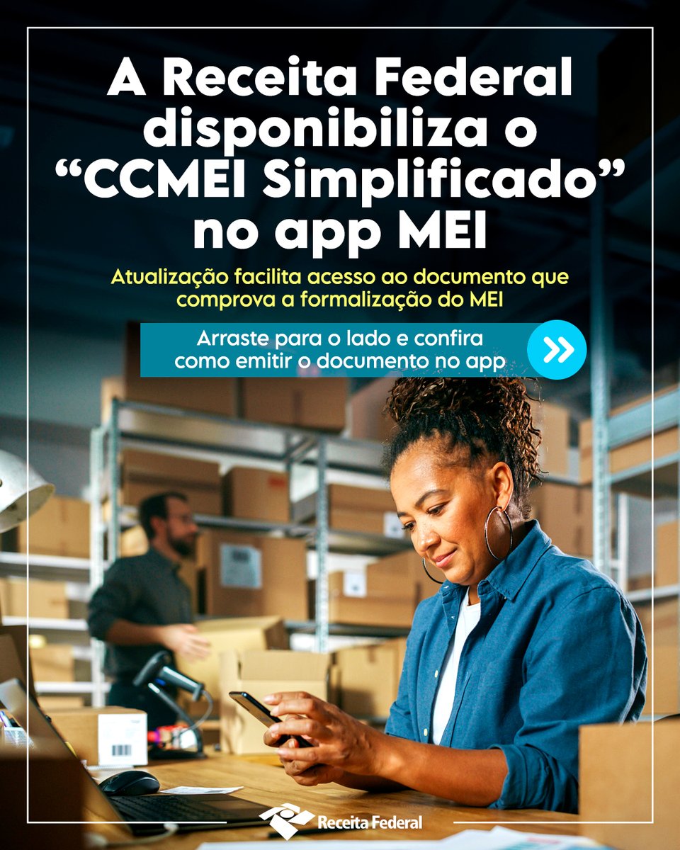📲 Novidade no app MEI!

Agora ficou ainda mais fácil emitir o Certificado da Condição de Microempreendedor Individual (CCMEI) com o novo CCMEI Simplificado.