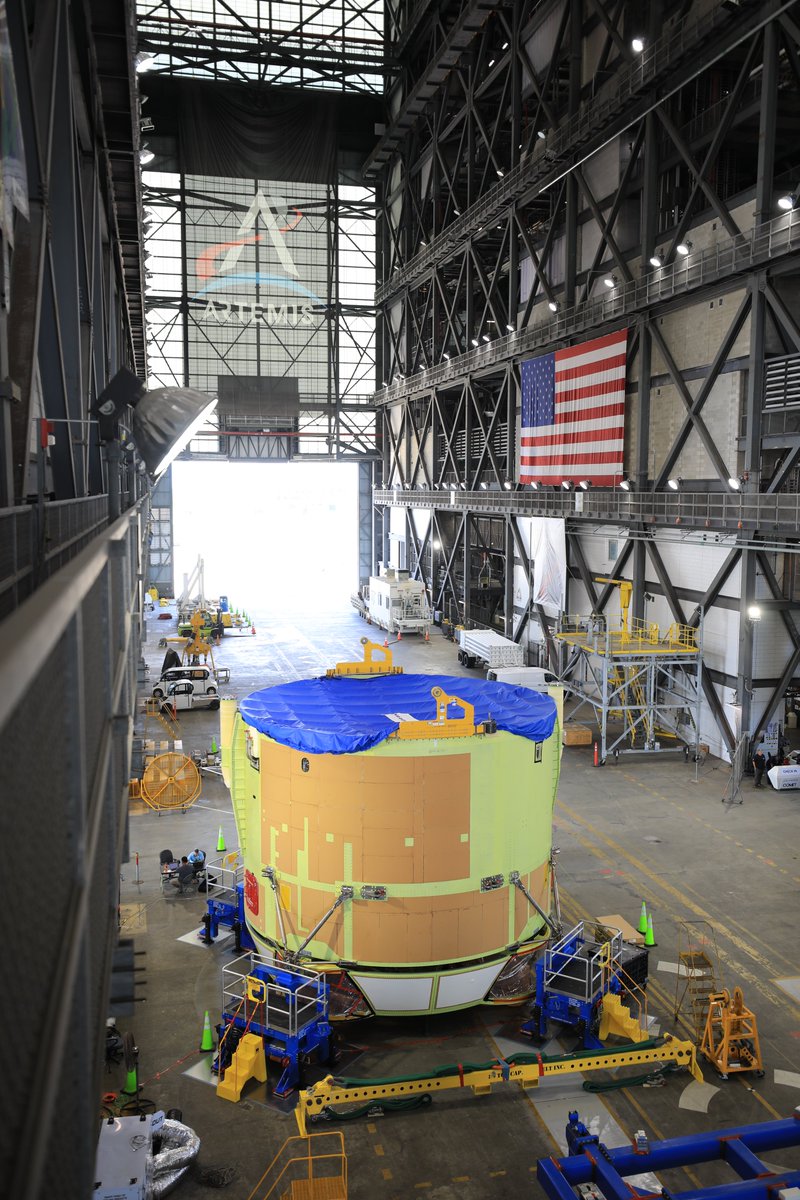 NASA's Kennedy Space Center (@nasakennedy) on Twitter photo As the <a href="/NASAArtemis/">NASA Artemis</a> II Moon rocket nears its fully-stacked configuration in High Bay 3 of the Vehicle Assembly Building, the Artemis III core stage engine section will take its place in High Bay 2 marking the first time two SLS rockets are being processed at the same time! As the <a href="/NASAArtemis/">NASA Artemis</a> II Moon rocket nears its fully-stacked configuration in High Bay 3 of the Vehicle Assembly Building, the Artemis III core stage engine section will take its place in High Bay 2 marking the first time two SLS rockets are being processed at the same time!