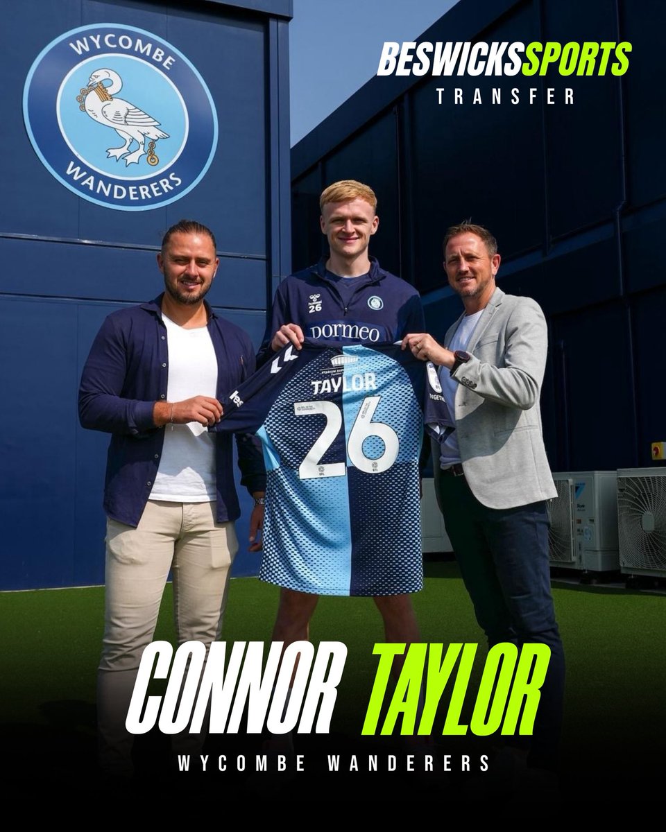 Beswicks Sports are delighted to announce the transfer of <a href="/ConnorTaylor___/">Connor Taylor</a> to Wycombe Wanderers ✍️

We’re happy to have facilitated this move for Connor and look forward to watching him perform for the Chairboys ⚽️

#beswickssports #transfer #connortaylor