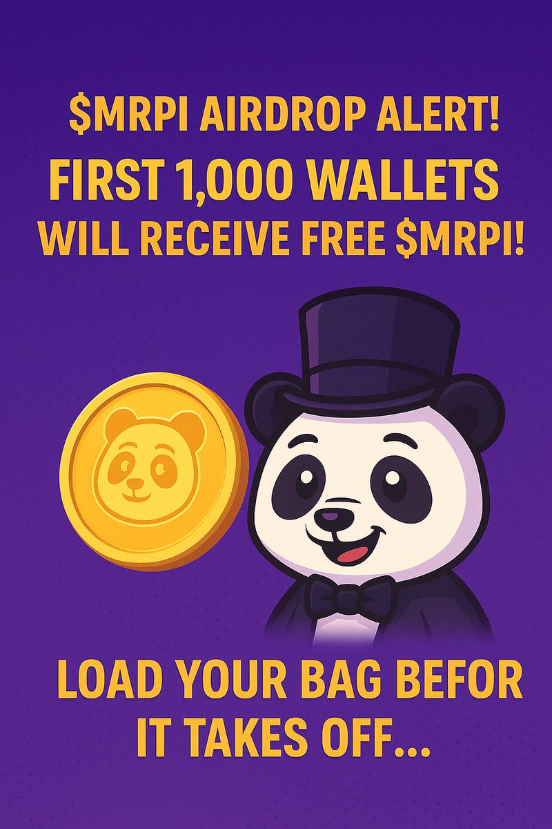 MrPi (@misterpicoin) on Twitter photo 🚨 $MRPI AIRDROP ALERT! 🐼💸
We’re rewarding the early believers — first 1,000 wallets will receive free $MRPI!
✅ How to enter:
1.Follow 👉 <a href="/MrPiCoin/">Tom Tomson</a>
2.Like ❤️ this post
3.Tag 1 friend in the comments
4.Drop your Solana wallet below 🪂
📌 Only the first 1,000 🚨 $MRPI AIRDROP ALERT! 🐼💸
We’re rewarding the early believers — first 1,000 wallets will receive free $MRPI!
✅ How to enter:
1.Follow 👉 <a href="/MrPiCoin/">Tom Tomson</a>
2.Like ❤️ this post
3.Tag 1 friend in the comments
4.Drop your Solana wallet below 🪂
📌 Only the first 1,000