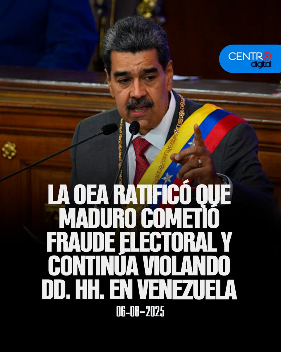 La OEA ratificó hoy que Nicolás Maduro cometió fraude en las elecciones de julio de 2024 al ocultar los resultados que daban la victoria al opositor Edmundo González Urrutia. Durante una sesión del Consejo Permanente, la relatora para Venezuela de la CIDH, Gloria Monique de