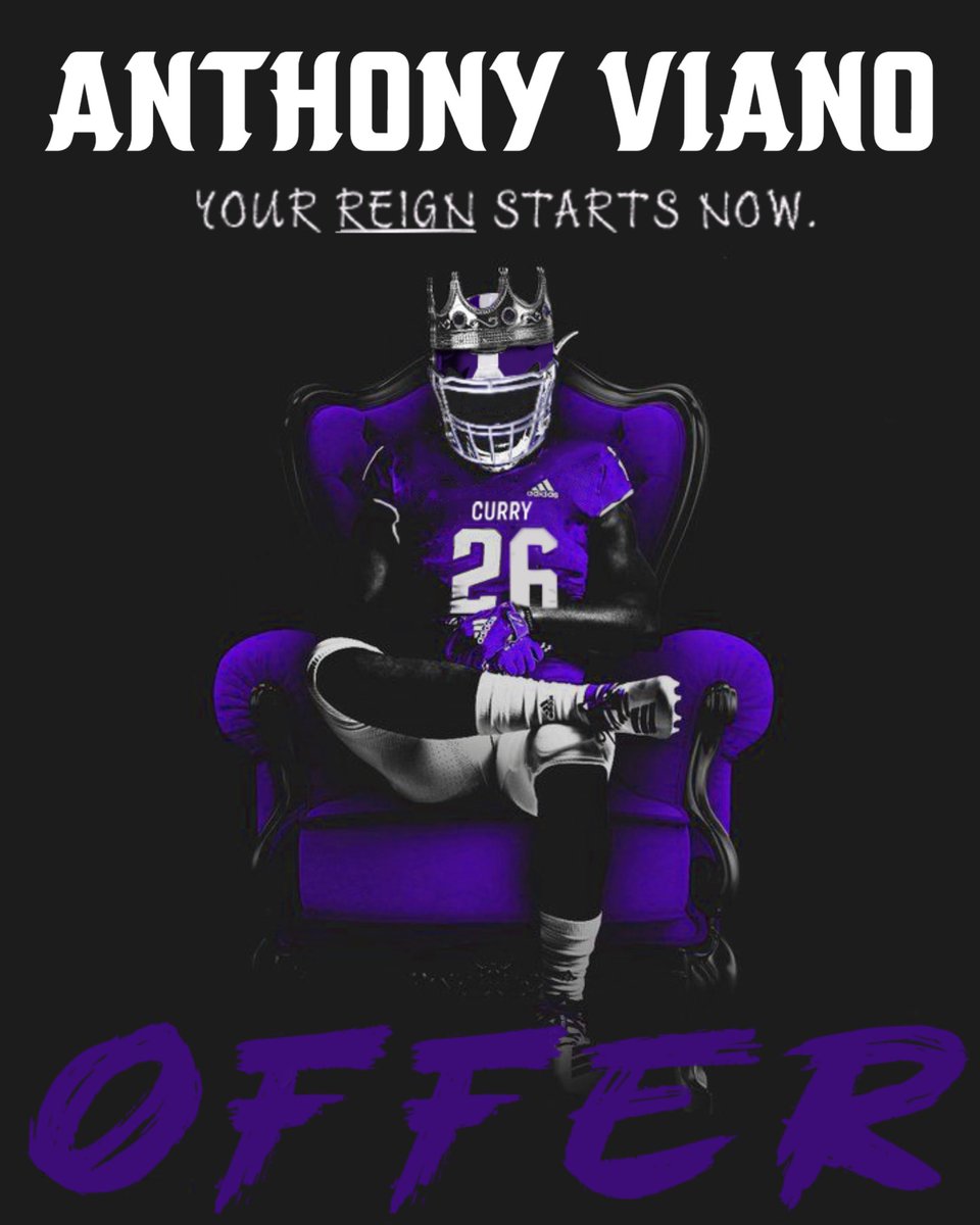 After a great conversation with <a href="/Coach_Callagy/">Coach Callagy</a>. I'm beyond grateful to receive my first collegiate offer! Thank you <a href="/CoachTParsons/">𝐓𝐨𝐝𝐝 𝐏𝐚𝐫𝐬𝐨𝐧𝐬</a> and <a href="/CurryFootball/">CurryFootball</a> ! Great things to come! I can’t wait to be back on campus! #PURPLEREIGN ☔️
<a href="/WRHSFBCoach/">Mike Dubzinski</a> <a href="/Coach_Toomey/">Coach Jake Toomey</a> <a href="/CoachBolt_/">Zack Boltruczyk</a> <a href="/SeniorWRHS/">Benjamin Senior</a>