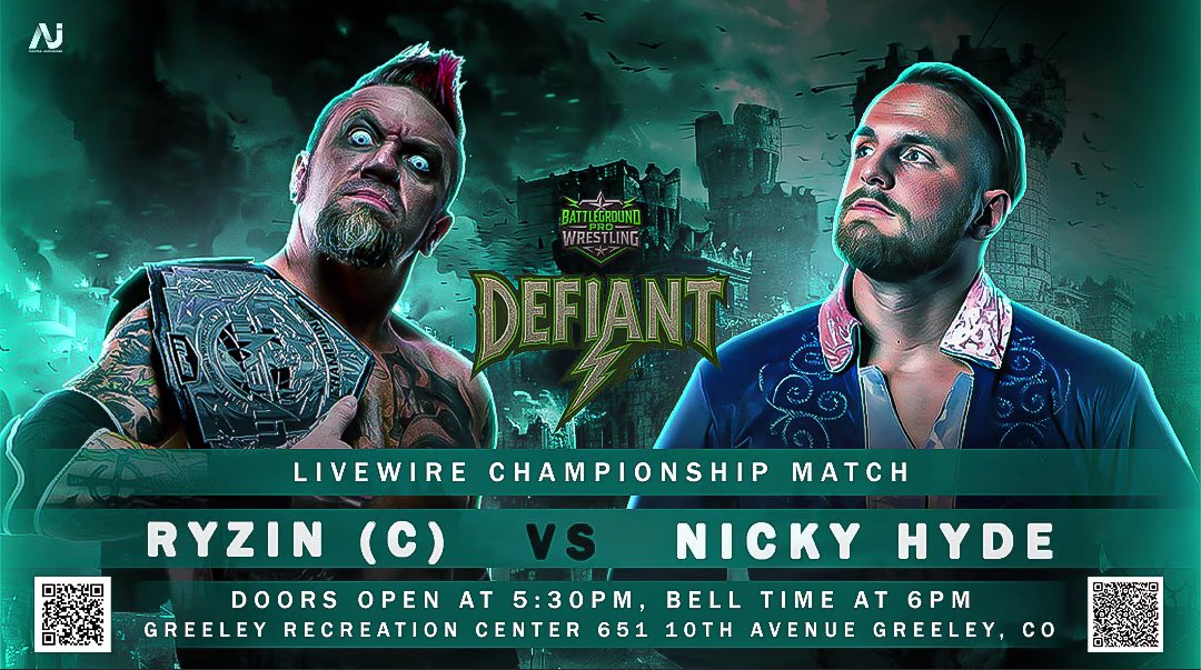 RefereeBennyG's tweet photo. Be sure to not miss Nicky Hyde in action when he takes on @HAILRyzin for the @bpwliveco Livewire championship at #BPWDefiant⚡ on August 30th, in Greeley!
https://t.co/FIDuvT9Edg https://t.co/JRXbJ9ojXD