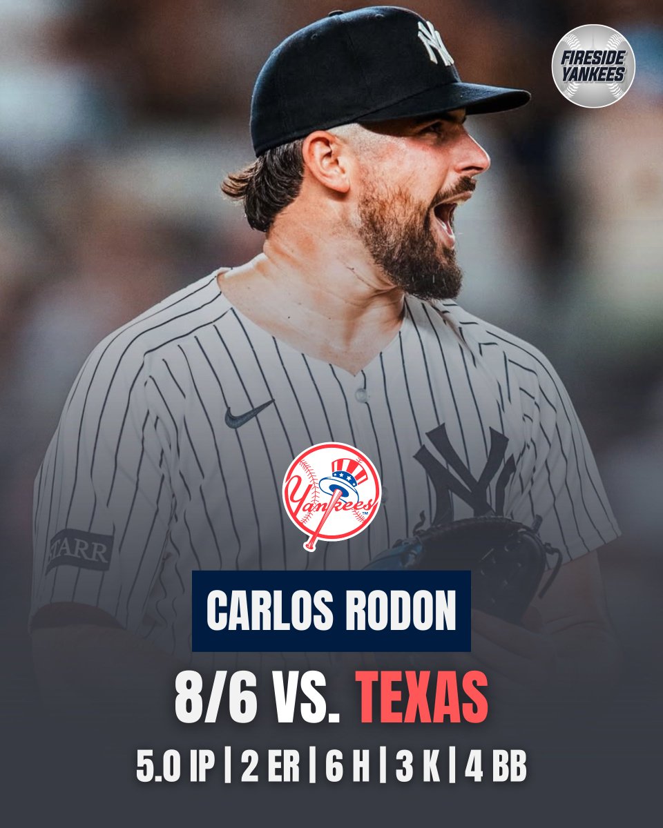 Carlos Rodon has a solid start versus the Rangers 🔥
#yankees