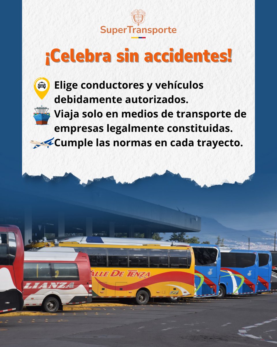 En el cumpleaños de #Bogotá, no dejes que un viaje inseguro arruine tu celebración. Toma el servicio de transporte terrestre, aéreo y fluvial solo en los puntos autorizados y en las terminales habilitadas por el @MintransporteCo. ¡Así #NosMovemosConLegalidad! #487RazonesPorBogotá