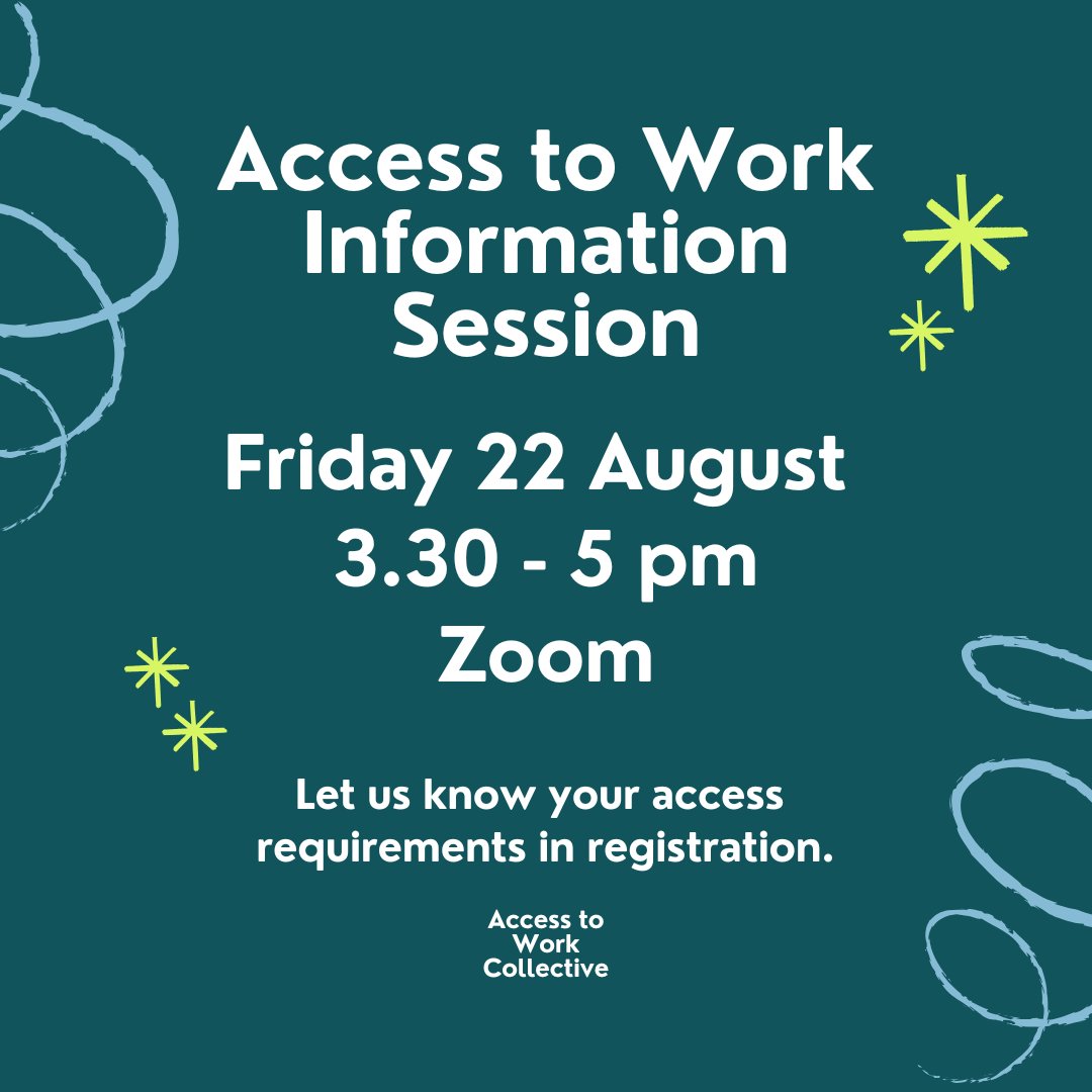 We're hosting a free Access to Work Info Session.
Fri 22 Aug, 3:30 pm – 5 pm on Zoom.

From applying to appeals, we’ll cover: 
- How to apply 
- Third-party consent 
- Assessments, renewals &amp; changes 
- Complaints &amp; escalation 

Register: forms.gle/CCSRgyUVTwEiTR…

#AccessToWork