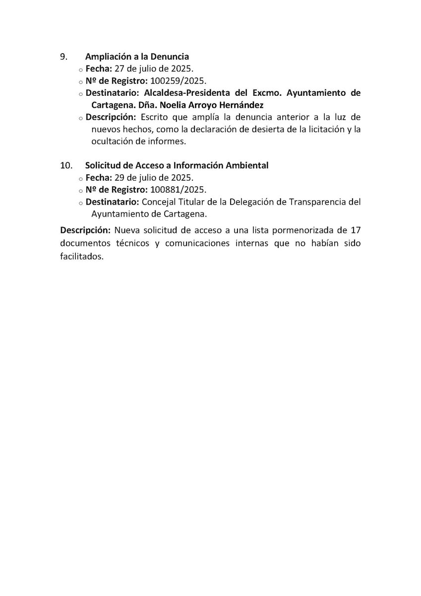 PLATAFORMA DE AFECTADOS POR LOS METALES PESADO (@plataformabeal) on Twitter photo <a href="/RTVEMurcia/">RTVE Murcia</a> <a href="/AytoCartagenaES/">Ayuntamiento de Cartagena</a> <a href="/NoeliaArroyoHer/">Noelia Arroyo</a> que no tiene conocimiento de denuncias anteriores. Queremos documentar que desde el año 2023 estamos intentando que dicte las resoluciones a todas estas peticiones y denuncias, pero el silencio ha sido su respuesta. Continuará... <a href="/RTVEMurcia/">RTVE Murcia</a> <a href="/AytoCartagenaES/">Ayuntamiento de Cartagena</a> <a href="/NoeliaArroyoHer/">Noelia Arroyo</a> que no tiene conocimiento de denuncias anteriores. Queremos documentar que desde el año 2023 estamos intentando que dicte las resoluciones a todas estas peticiones y denuncias, pero el silencio ha sido su respuesta. Continuará...