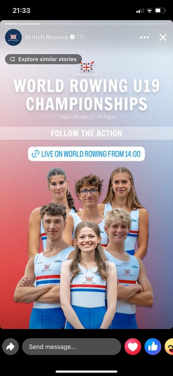 #PEDept: Good Luck to Ex-Student C.Hughes as she represents Team GB in the U19 World Rowing Championships in Lithuania this August.

#WeAreBohuntWokingham