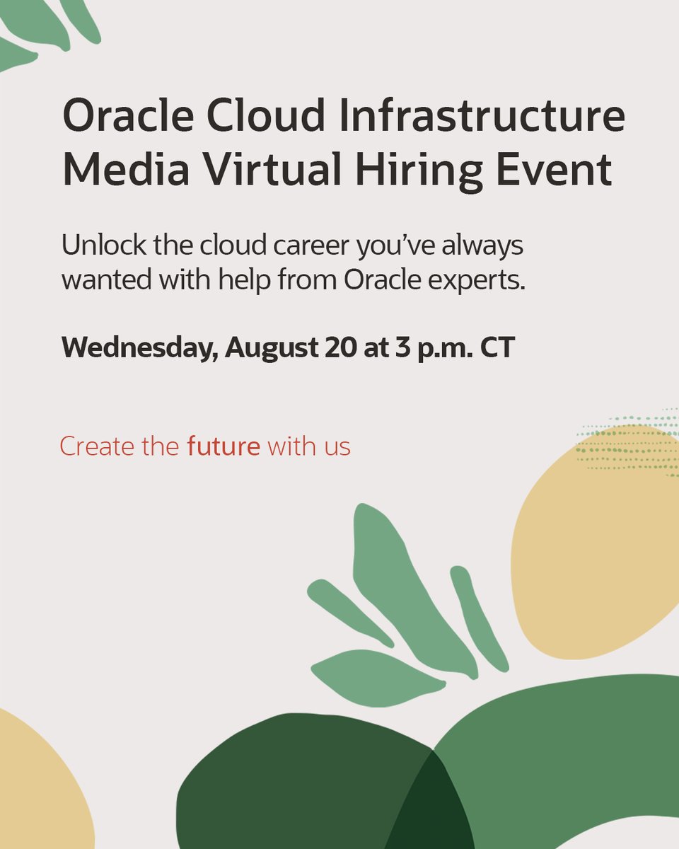 OracleCareers's tweet image. OCI Media is hiring! Register to uncover the future of cloud careers and our culture: social.ora.cl/6015f9Fsd #OracleForAll #LifeAtOracle