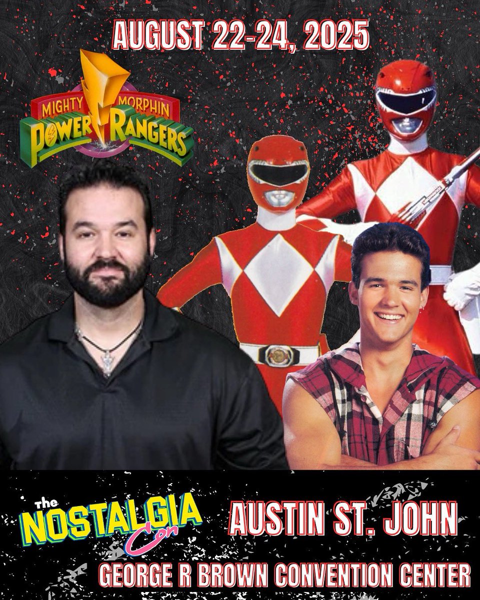 ⚡ IT'S MORPHIN' TIME, HOUSTON! ⚡🔥

The ORIGINAL Red Ranger Austin St. John is coming to Nostalgia Con at George R. Brown Convention Center Aug 22-24! 

Autographs ✅ Photos ✅ Power Rangers talk ✅

Tell me: How did Power Rangers go down in YOUR house as a kid?! Are you