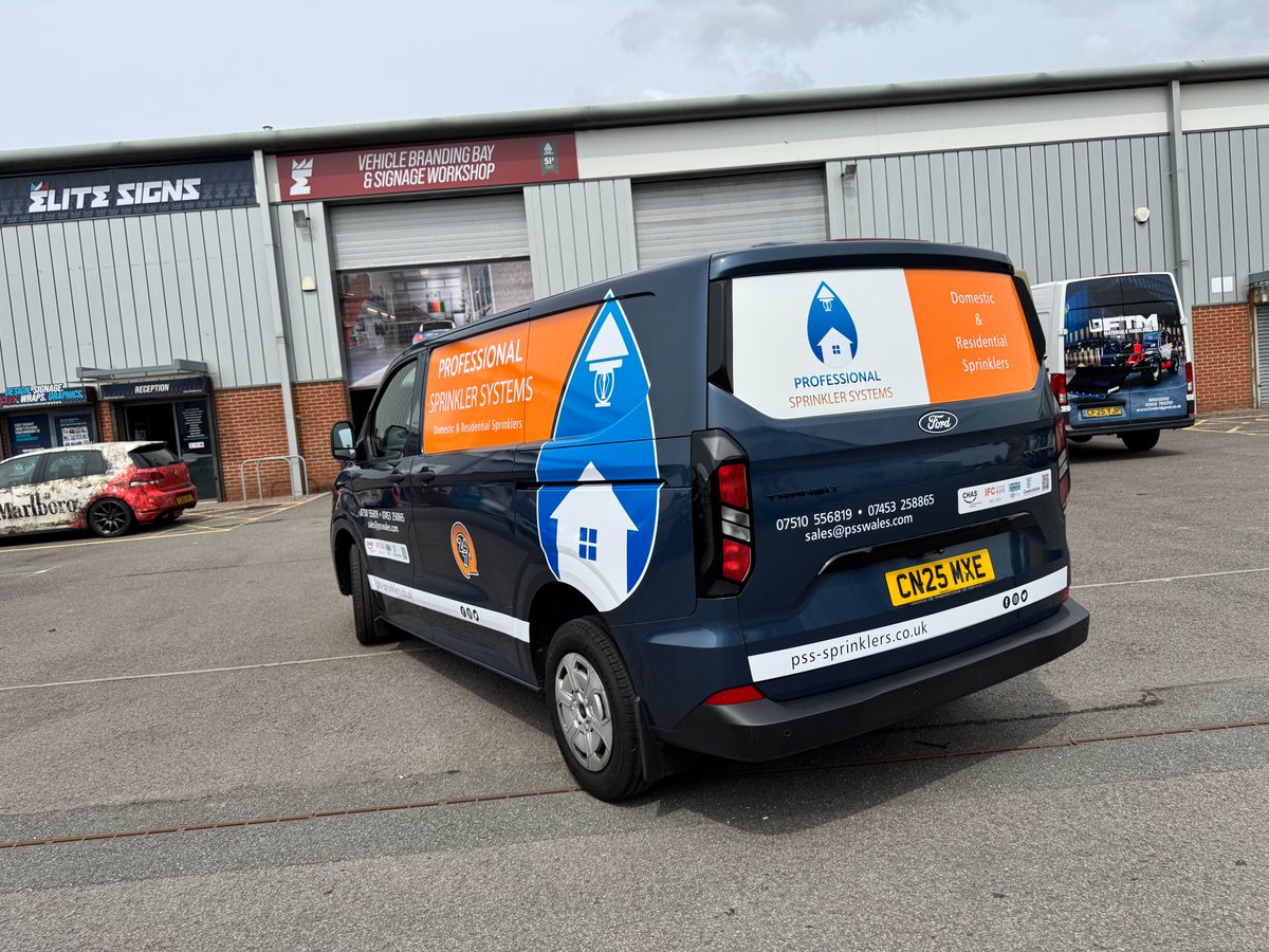🔥 Another sharp addition to the fleet for Professional Sprinkler Systems Wales!
The new Ford Custom is rocking that tear drop wrap &amp; bold orange livery – wrapped with precision, built to last.
On brand. On the road. Unmissable.
#EliteWraps #FleetBranding #standoutwinbig