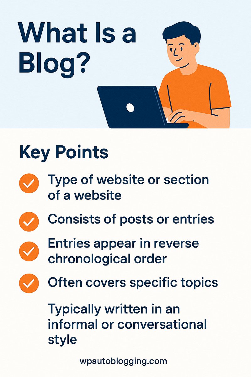 JustDreamItMedi's tweet image. What is a blog — really? 💻
It's more than a diary. It's a tool for traffic, income, and digital authority.
This quick infographic explains it simply.
👉 wpautoblogging.com/what-is-autobl…
#WhatIsABlog #Blogging101 #StartABlog #Autoblogging