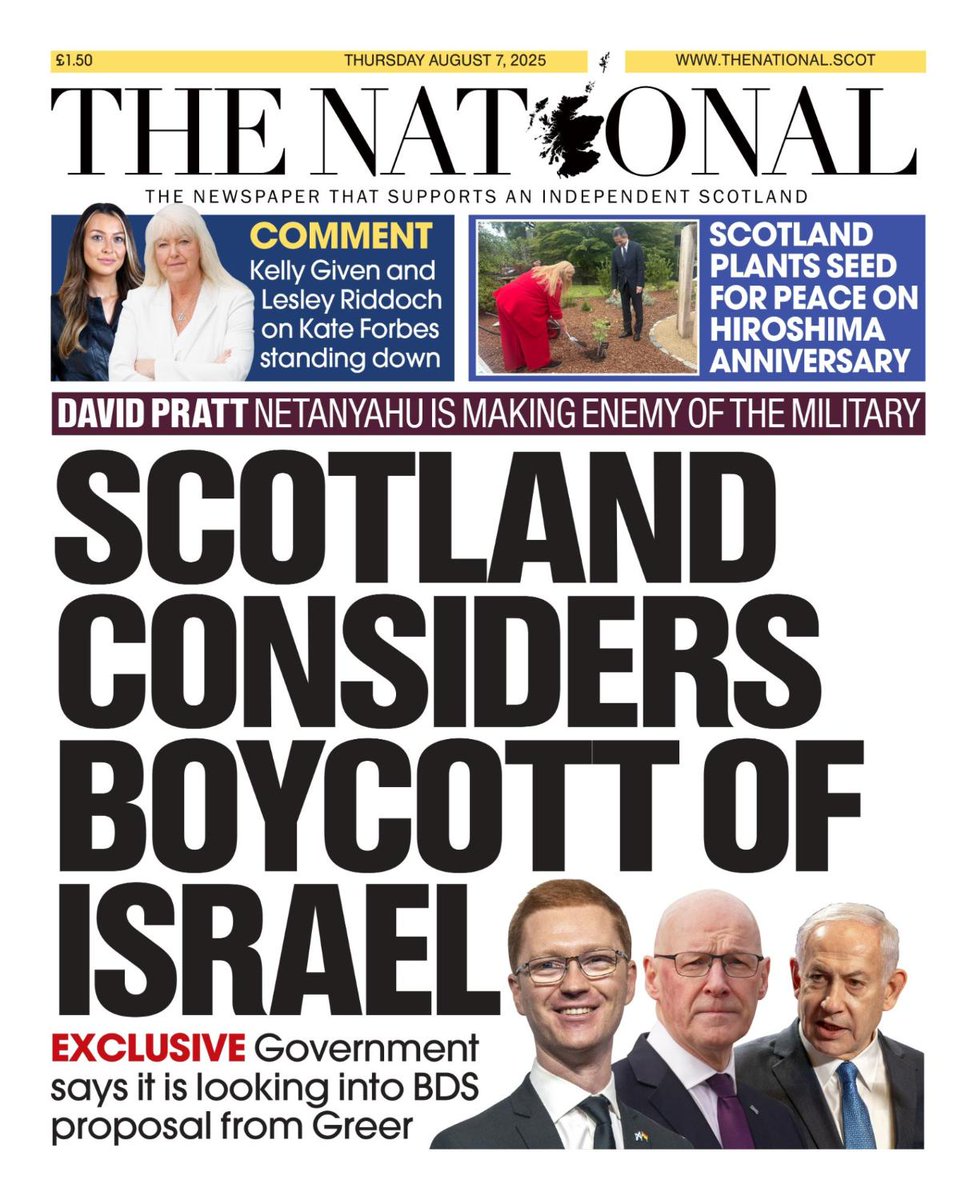 Tomorrow's front page 📰

Scotland considers boycott of Israel