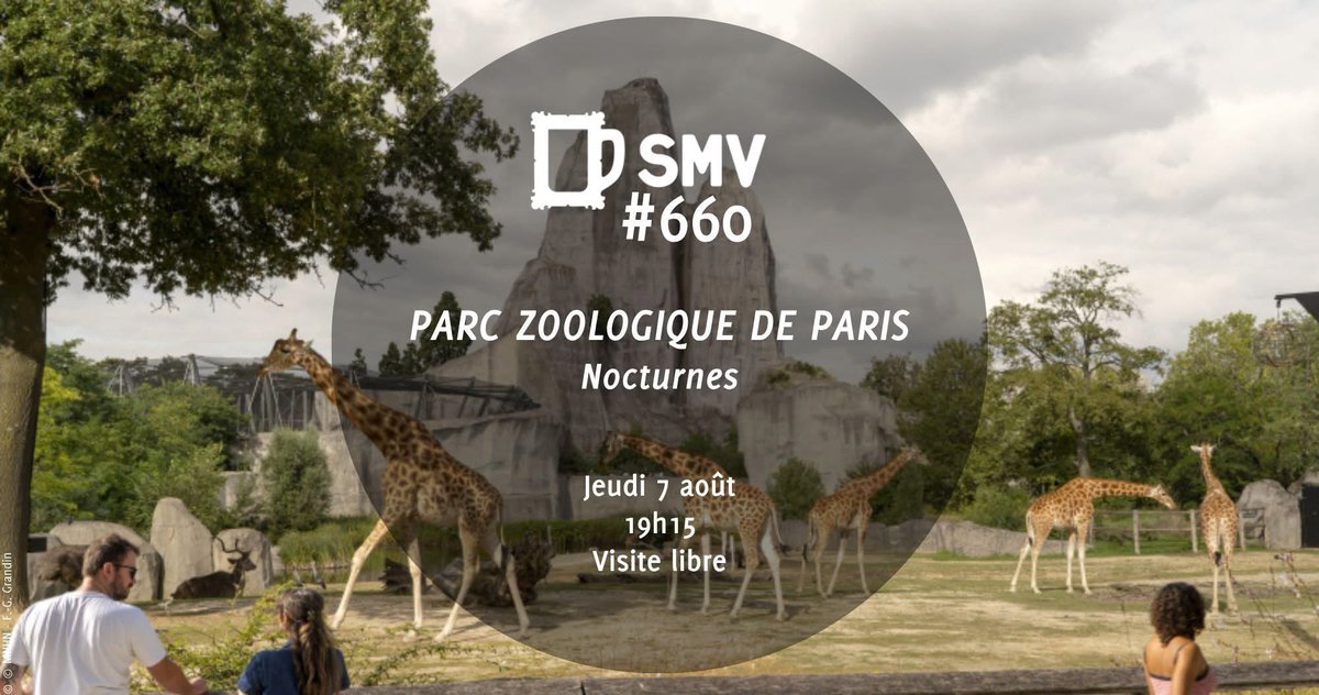 [#SMV660] 🗓️ #AvosAgendas
Ce jeudi 07/08 à 19:15, let’s go to the zoo! 
Profitons d'une soirée d'été pour (re)découvrir le zoo de Paris en nocturne avec animations, nourrissage et rentrée des animaux.
🔎 +infos : fb.me/e/6okjPaZiL
<a href="/zoodeparis/">Parc zoologique de Paris</a> <a href="/Le_Museum/">Muséum national d'Histoire naturelle</a> 
 #MNHN #ZooDeParis