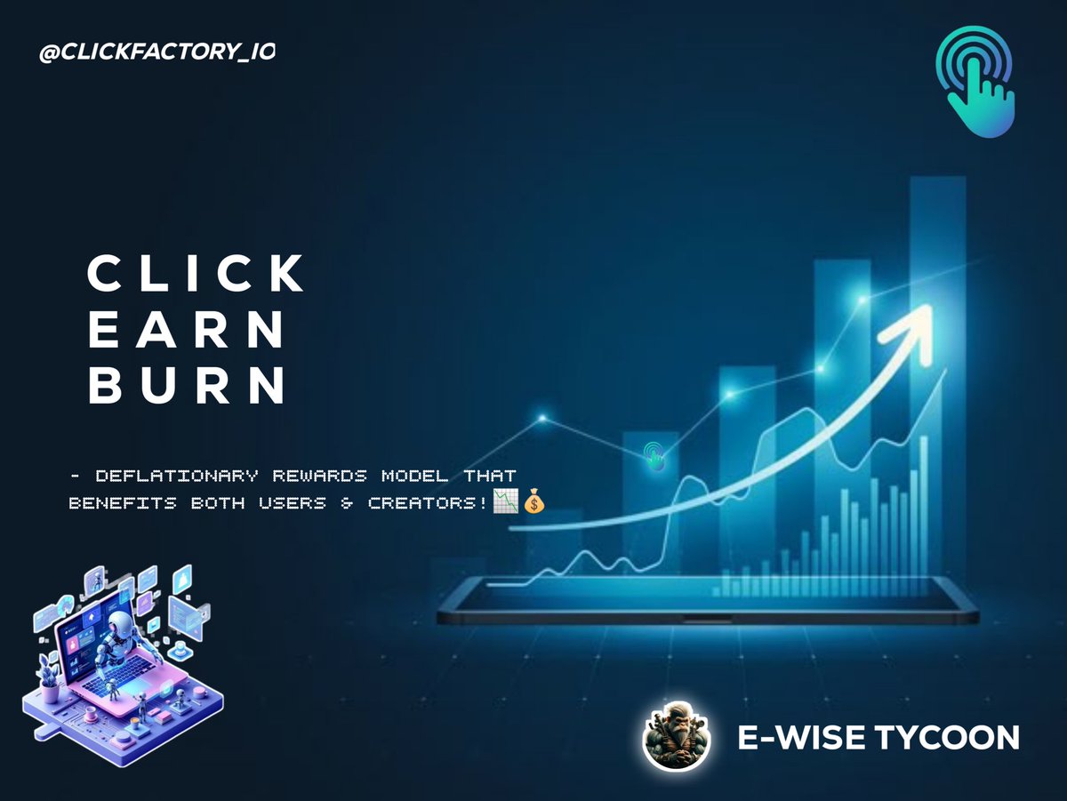 e_wise_tycoon's tweet image. 🤔 Why is ClickFactory a game-changer?
It transforms clicks into growth and rewards,
making it a Web3 must-have!🚀💸🔒 With their deflationary model, every action reduces supply, and creators and users earn rewards based on impact... it's a win-win! 🎁🤷‍♂️

#enseilabs #Clickfactory