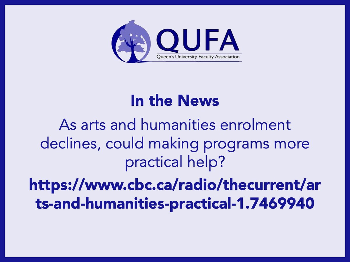 In the News: As arts and humanities enrolment declines, could making programs more practical help: cbc.ca/radio/thecurre…