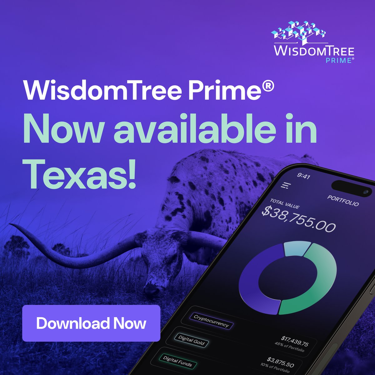 Big News for the Lone Star State! ⭐

From the wide-open plains of West Texas to the tradition-rich cities of East Texas, the Lone Star State knows how to honor its roots while chasing what’s next.

That’s the spirit behind WisdomTree Prime®— blending traditional finance and DeFi