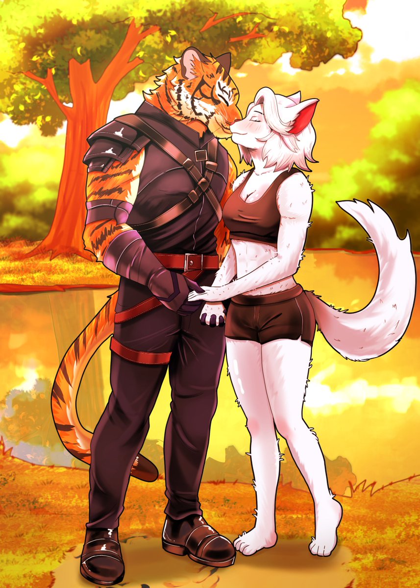 ToonandTailzzzz's tweet photo. Warm &amp; Romantic Vibes 
Two souls, one heart. 🐯🤍🐺
Loved bringing this adorable furry couple to life! 💖
#FurryCouple #furrycommission #furryartwork #coupleromance #FursuitEveryday #love #artfight2025 #artmoots #kisses https://t.co/9LLc9kKJSw