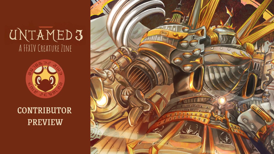 Hi hi! I channelled my Alexander obsession into making this double-page spread for <a href="/ff14untamedzine/">Untamed FFXIV Creature Zine @Creation👀</a>.bsky.social! Please look forward to it!

#ffxiv #ffxivart #art #PerfectAlexander