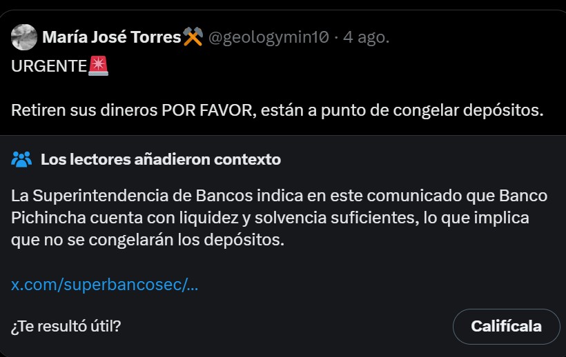 <a href="/revistavistazo/">Revista Vistazo</a> Tenga a otra Señor Romero , esta persona,  se encargó de vocear en redes sobre retirar el dinero y crear pánico.