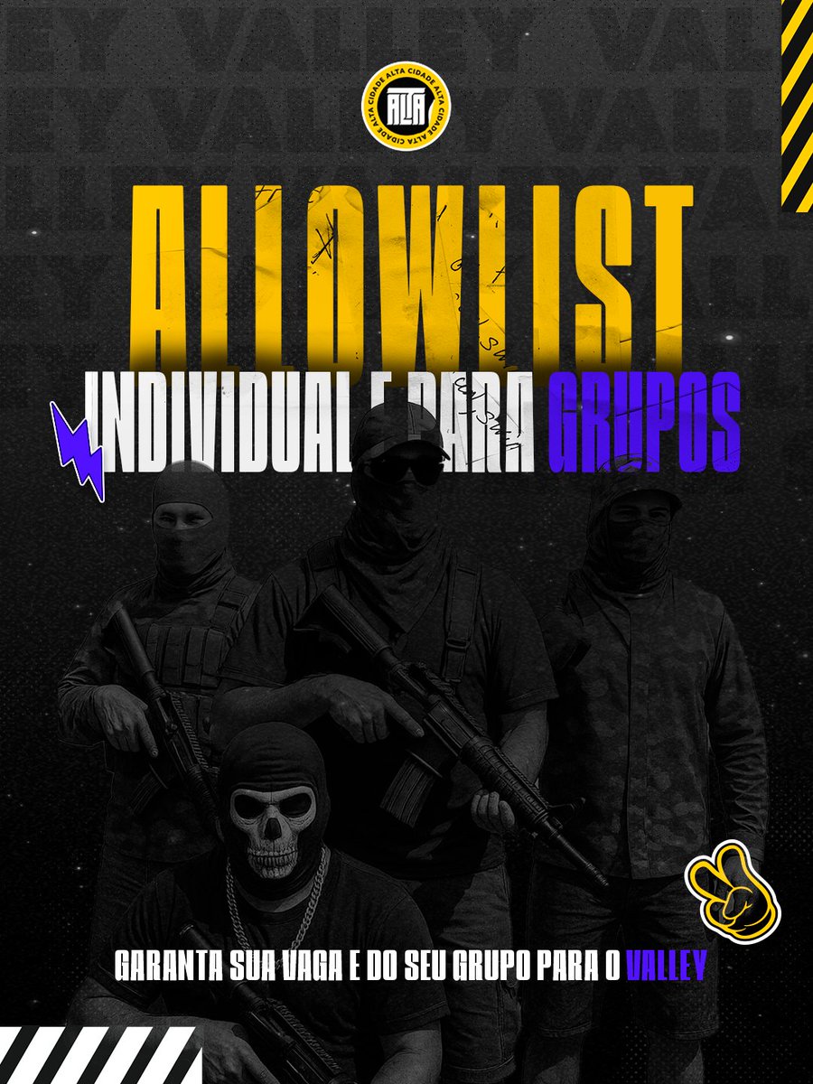 🚨 ALLOWLIST ABERTA NO VALLEY – E AGORA COM NOVIDADE PRA FACILITAR SUA VIDA

🔥 Até 11/08 às 18h, dá pra fazer a allowlist sozinho ou já cadastrar seu grupo inteiro de uma vez!

📲 Entra agora em cidadealta.gg pra garantir.
Vai perder sua chance de fazer história?
