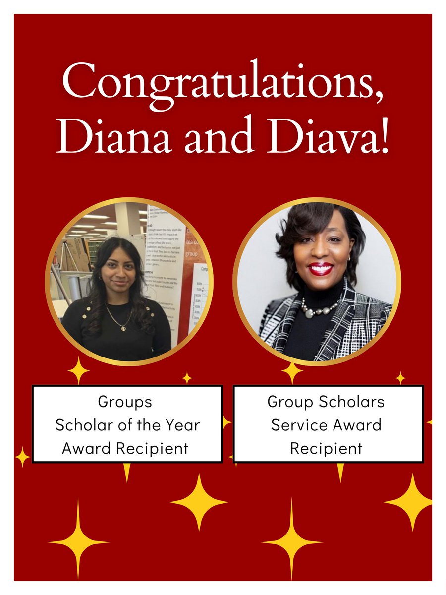 Congratulations to Diana Araiza and Diava Carter for being named the Group Scholar of the Year award winner and the Groups Scholar Service award winner for the IU Northwest campus.

Let's hear it for Diana and Diava!
