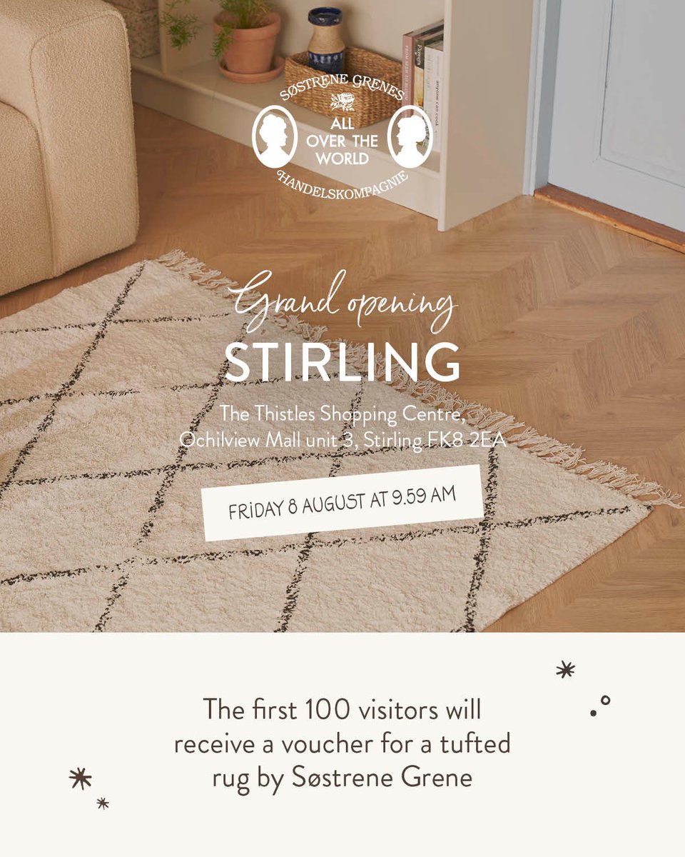 🎉 Søstrene Grene Grand Opening – Just Days Away 🎉

🛍️ Be First in Line for a Gorgeous Giveaway!
The first 100 visitors through the doors at 9:59 AM will receive a voucher for a FREE tufted rug.

📲 RSVP &amp; Stay Updated: fb.me/e/6jPCDv4fe