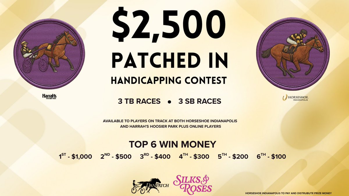Indiana Harness (@indianaharness) on Twitter photo $2,500 Patched In Contest featuring 3 races from Hoosier Park and 3 races from Horseshoe Indianapolis Friday, Aug. 8 during Dan Patch Night: indianaharness.com/2500-patched-i… Photo by <a href="/DarbsCullipher/">Darbie</a> #racelikeahoosier <a href="/INStandardbred/">Indiana Standardbred Breed Development Program</a> <a href="/harnessindiana/">Dean Gillette</a> $2,500 Patched In Contest featuring 3 races from Hoosier Park and 3 races from Horseshoe Indianapolis Friday, Aug. 8 during Dan Patch Night: indianaharness.com/2500-patched-i… Photo by <a href="/DarbsCullipher/">Darbie</a> #racelikeahoosier <a href="/INStandardbred/">Indiana Standardbred Breed Development Program</a> <a href="/harnessindiana/">Dean Gillette</a>