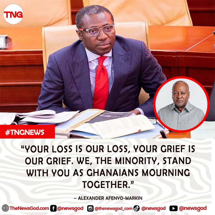 TheNewsGodtweet's tweet photo. “Your loss is our loss, your grief is our grief. We, the Minority, stand with you as Ghanaians mourning together.” – Alexander Afenyo-Markin  

#TogetherInGrief #GhanaMourns #UnityInLoss #HelicopterCrash https://t.co/JOwJTe96H0