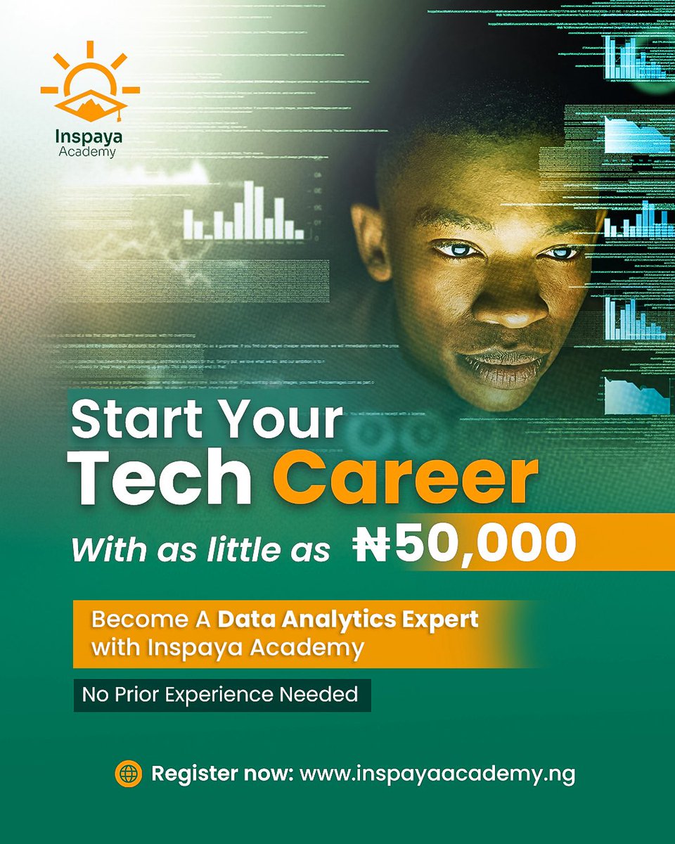 Start your data analytics journey in Abuja with Inspaya Academy! 📊

✅ Excel (Advanced)
✅ Power BI (PL-300 Prep)
✅ SQL Server
✅ Forecasting &amp; Dashboards
✅ Real-world datasets
✅ No experience needed

📍 CBD Abuja
📞 0802 217 2317

#InspayaAcademy #DataAnalytics #Abuja