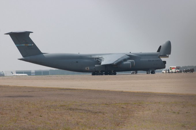Yoop906's tweet photo. #FRED09 #ae0571 #USAF Lockheed C-5M Super Galaxy making a stop at #MQT / #KSAW the former KI Sawyer AFB today. 

The former base is being used for part of Northern Strike 25-2 a very large military exercise. 

Aircraft photos taken and shared by Lt. Chief
@ChiefsHalo. Thank you! https://t.co/olWXF03ZcF