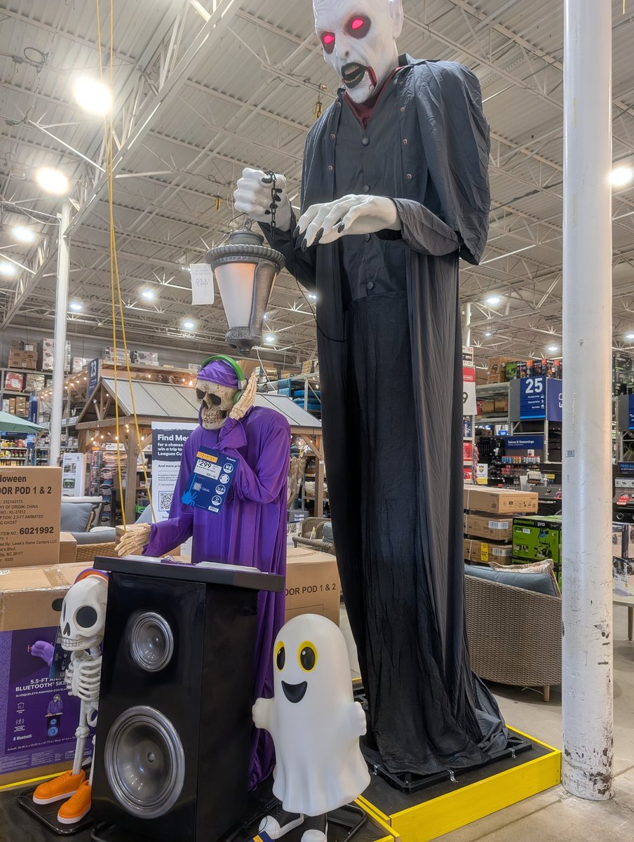 Lowe's with the Halloween skeleton DJ this year.
I still have my eyes on the sea captain