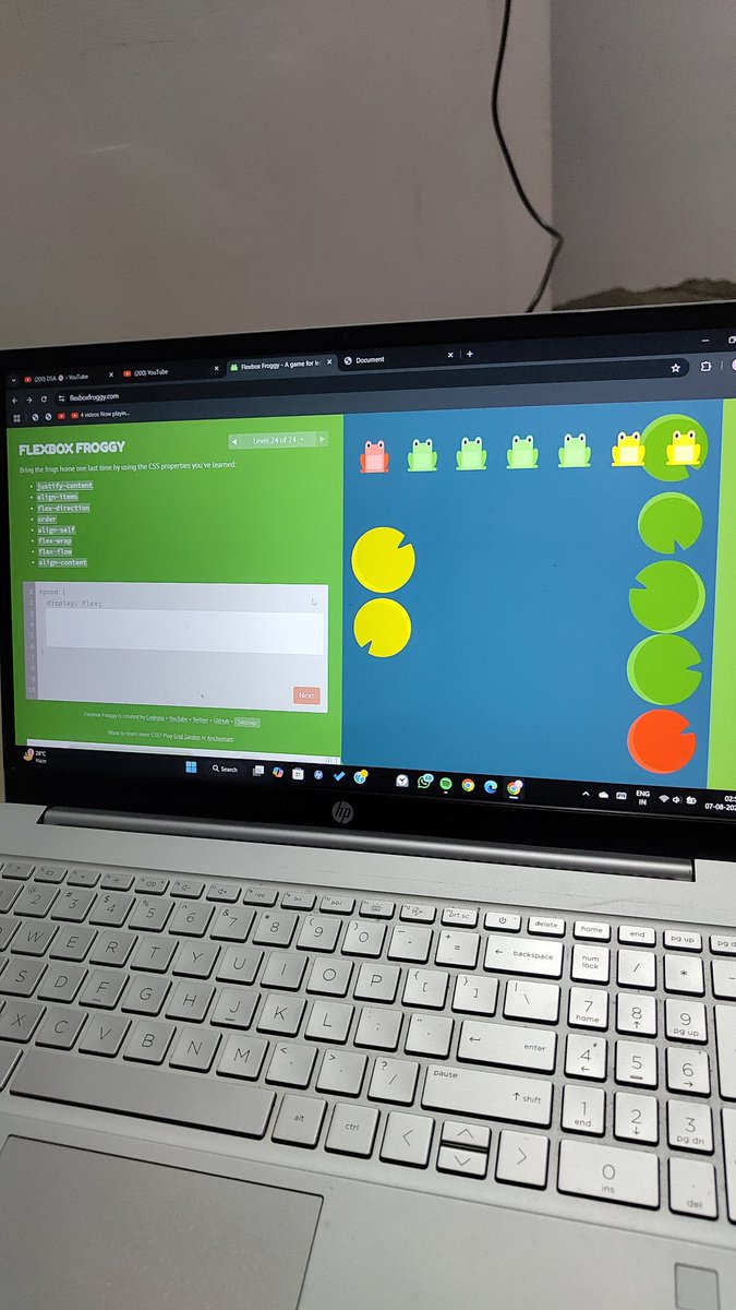 YashKakkar_07's tweet photo. 3 AM help call :
Need help with Level 24 on Flexbox Froggy 🐸
#WebDev #CSS #Flexbox #100DaysOfCode #DevHelp https://t.co/FCc1FHqfQ1