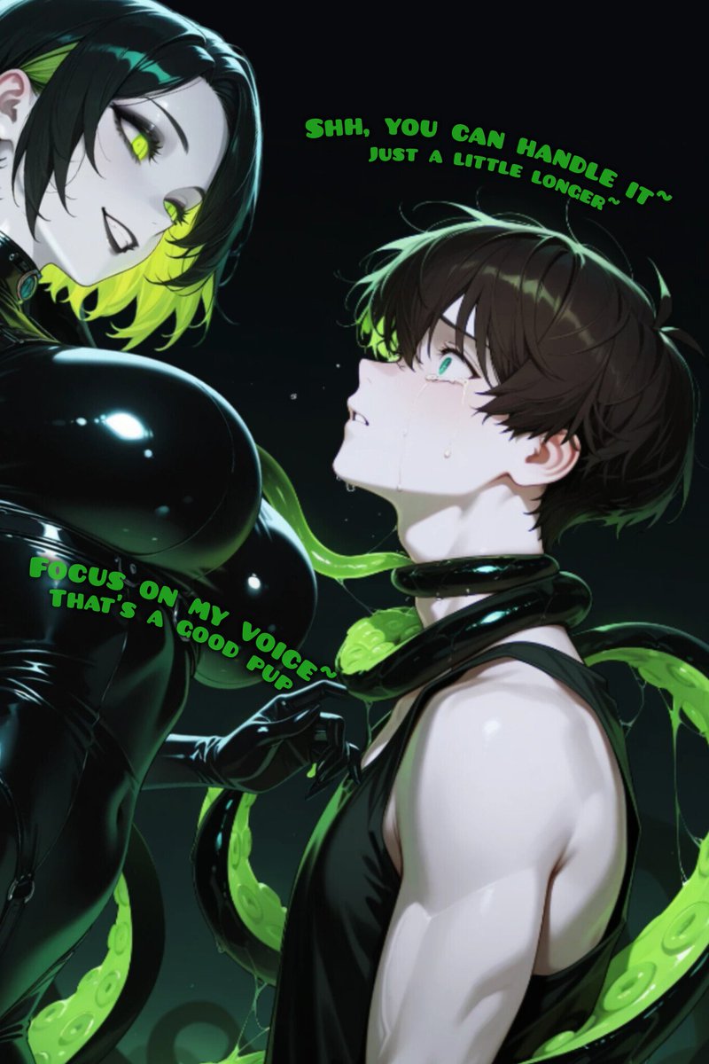 MadamAeraskis's tweet image. You didn’t fight it, not really~

My tentacles moved slowly,
   wrapping you up inch by inch.

Every squeeze a reminder that
   you’re exactly where you belong.

No fear, no escape…
   just quiet obedience and
     the warmth of falling deeper~