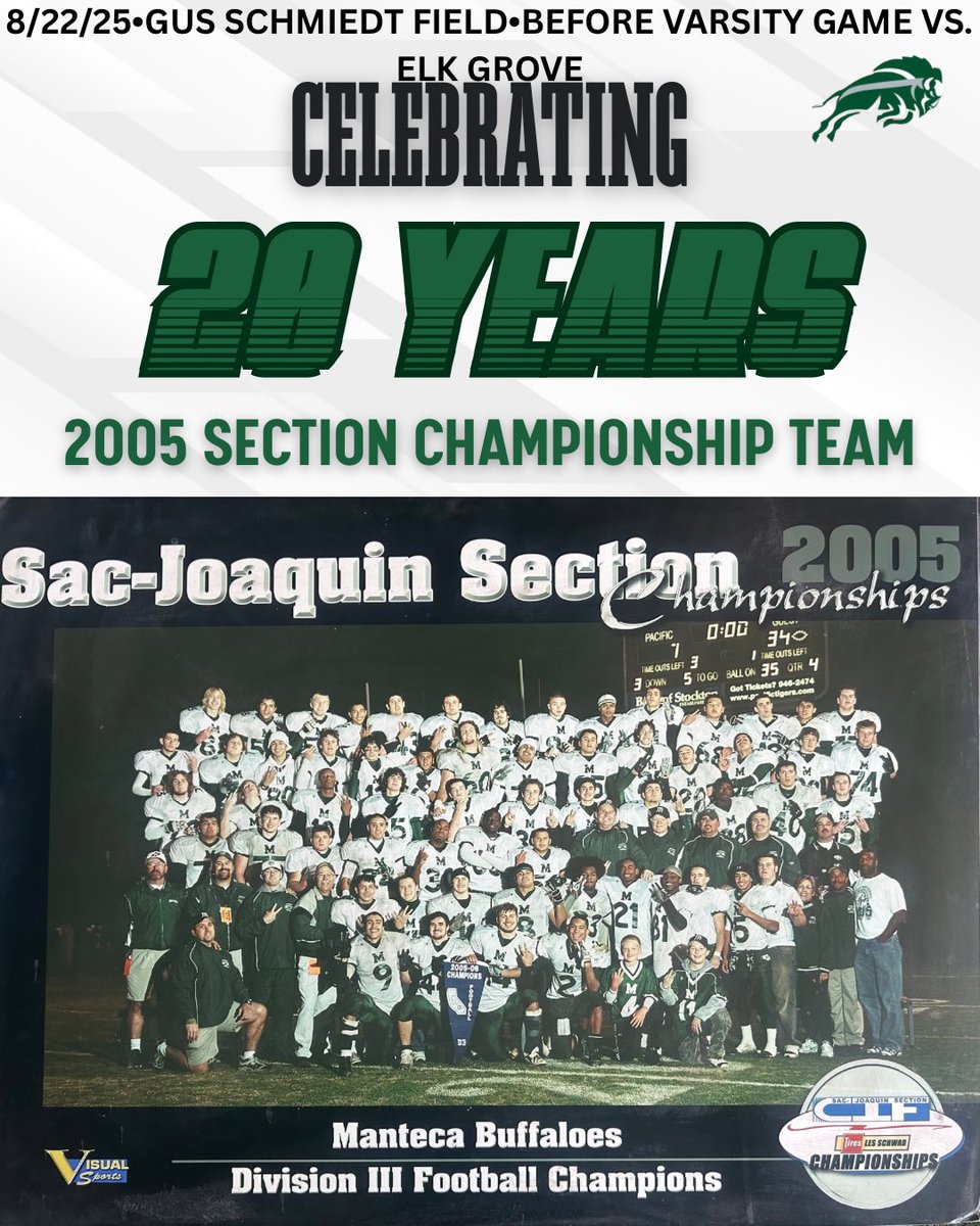 MHS is honoring the 20 year anniversary of the 2005 section championship team! They will be recognized between the JV and Varsity game with a video on the Jumbotron honoring the 2005 team. Team members will get into the game for free and gain endzone access for the game. 🏈🦬💪🏼