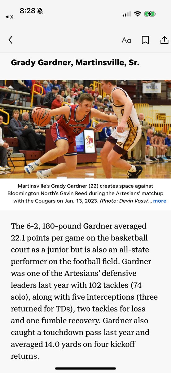 Grady Gardner (@gradygardner5) on Twitter photo Grateful to be named as a top 25 defensive back! Looking forward to another successful football season!
<a href="/Martinsville_FB/">Martinsville High School Football</a> <a href="/CoachDug/">Brian Dugger</a> <a href="/DefCoach_Taylor/">Coach Matt Taylor</a> <a href="/BellCatMHS/">Jeff Bell</a> <a href="/ArtesianNation/">Artesian Athletics</a> Grateful to be named as a top 25 defensive back! Looking forward to another successful football season!
<a href="/Martinsville_FB/">Martinsville High School Football</a> <a href="/CoachDug/">Brian Dugger</a> <a href="/DefCoach_Taylor/">Coach Matt Taylor</a> <a href="/BellCatMHS/">Jeff Bell</a> <a href="/ArtesianNation/">Artesian Athletics</a>
