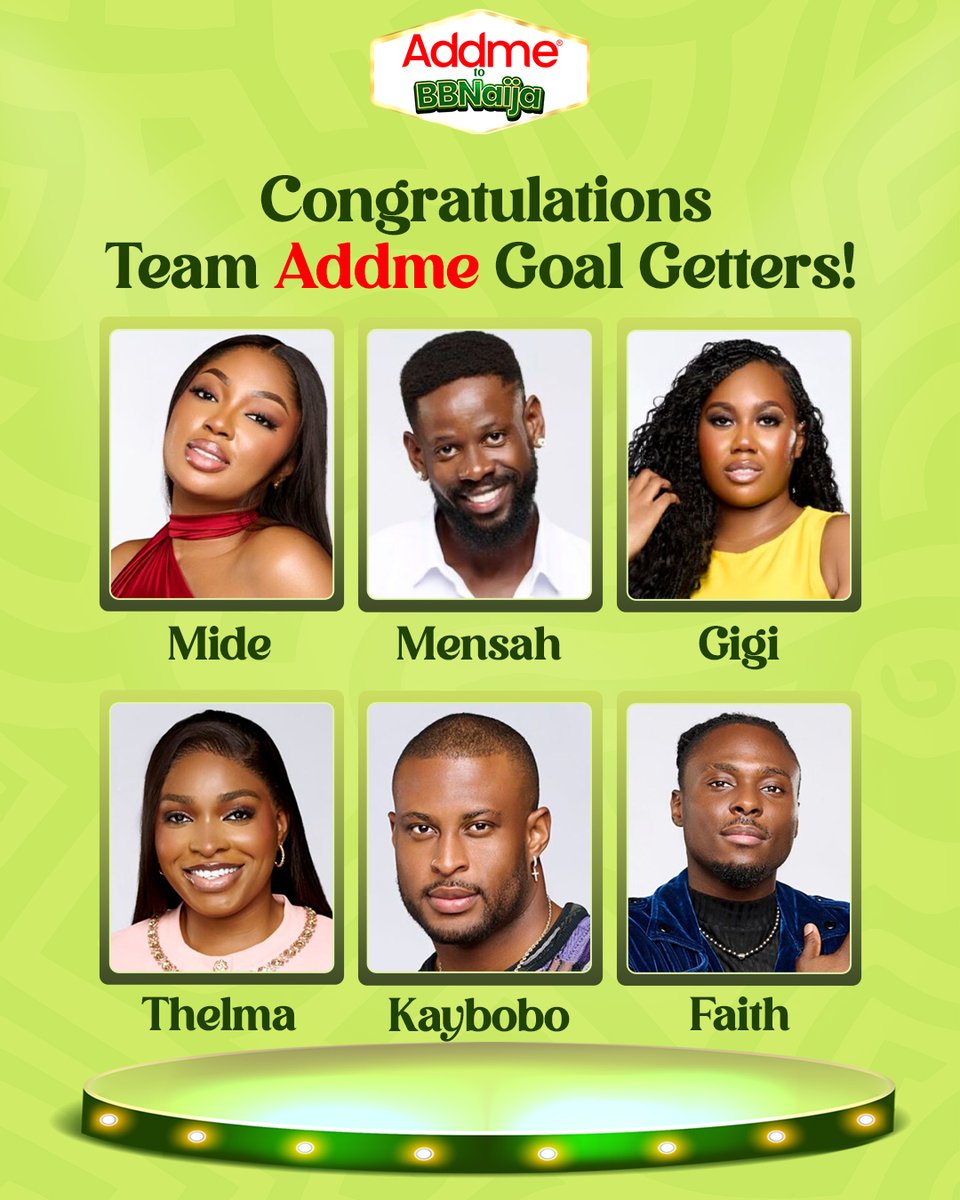 addmenigeria's tweet image. Congratulations to Team Goal Getters!

You repped the final touch and won the Addme x BBNaija Tasks. 

#Addme #BBNaija #TheFinalTouchDone #AddmetoBBNaija #AddmeForThingsYouLuv
