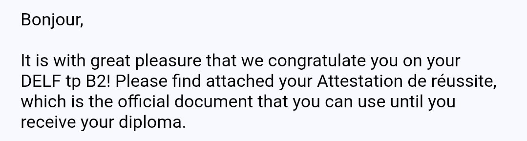 Studynotepad's tweet image. I passed my DELF B2 exam! 🎉✨️
Guess which section I scored the highest and lowest in (listening, reading, writing, speaking) 🤔