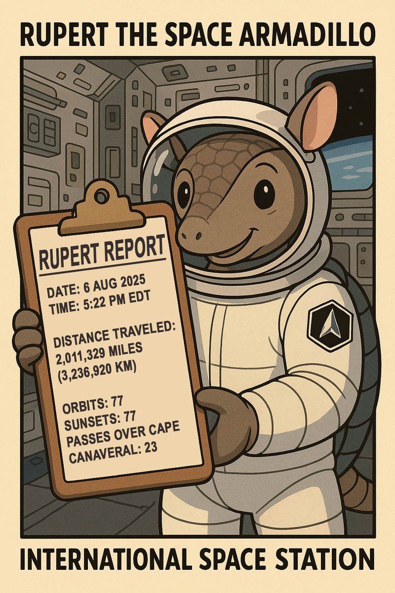 James_W_Draper's tweet image. Rupert docked with the ISS on 2 August 2025. He is adjusting to life in microgravity. We should see some images of Rupert on the ISS in the coming weeks. In the meantime, enjoy the first "Rupert Report" on his travels!
@ccspacemuseum #FollowRupert #RupertInSpace