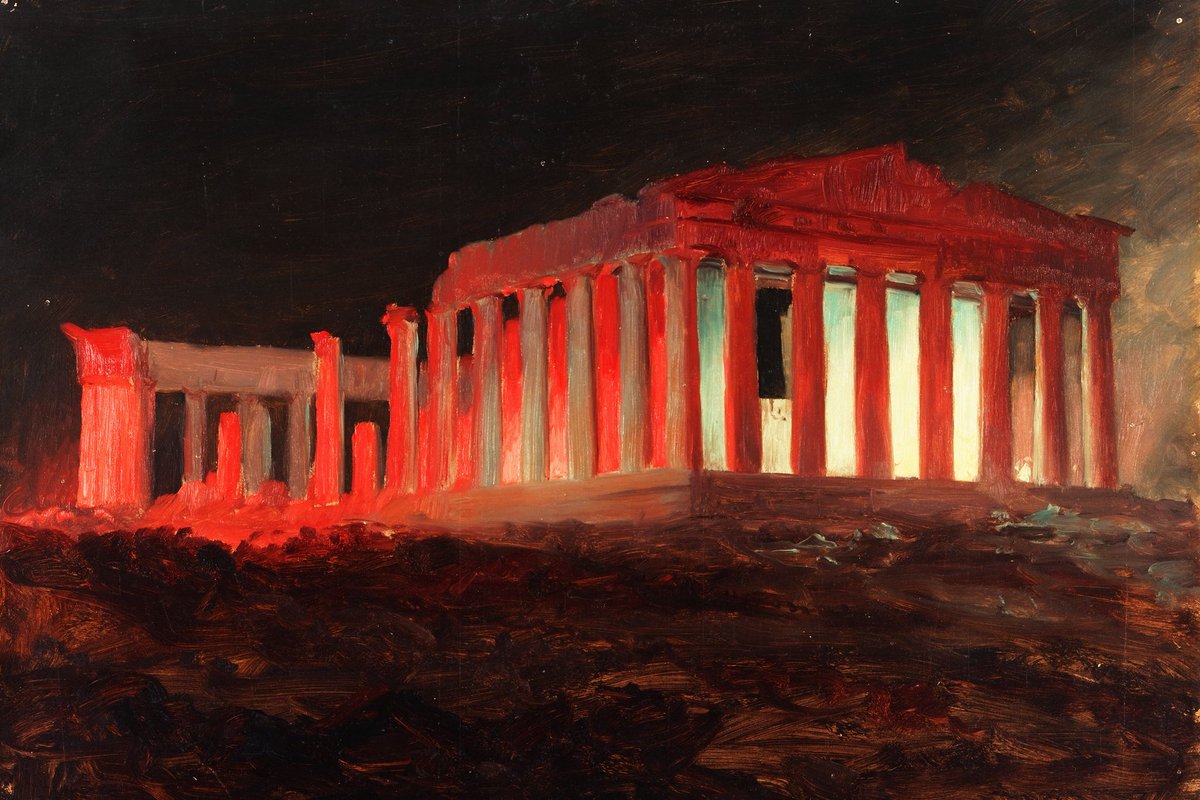 Parthenon, Athens, from the Northwest (Illuminated Night View), 1869 By Frederic Edwin Church