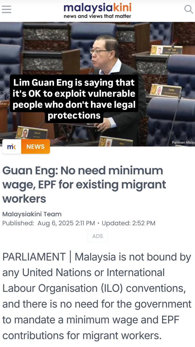 Let us be very clear what Lim Guan Eng is saying here:

Lim Guan Eng is saying that it's OK to exploit vulnerable people who don't have legal protections