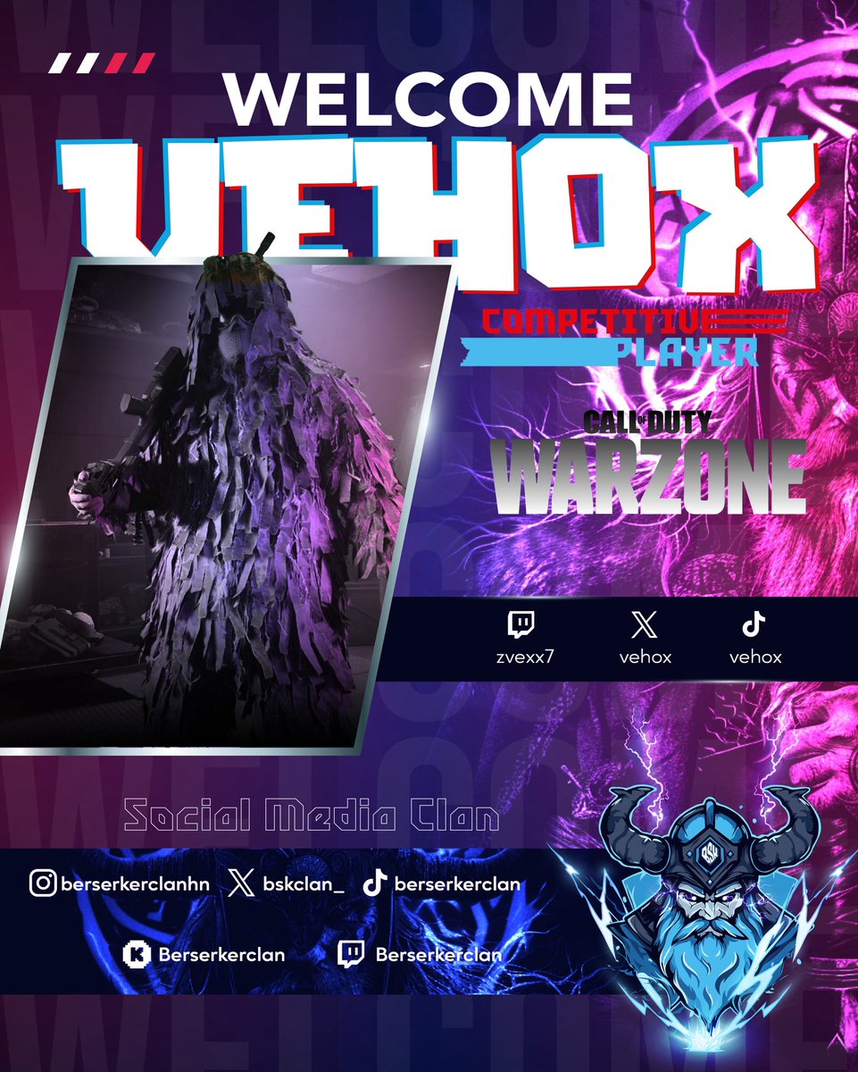 Berserker les comunica con orgullo la incorporación de una de las mayores promesas de Honduras! 🇭🇳
Damos la bienvenida a nuestro nuevo jugador competitivo de Warzone: <a href="/EdilElic31155/">BSK Vehox</a> .

Confiamos en que esta etapa estará llena de crecimiento, victorias y grandes momentos.
¡Mucho