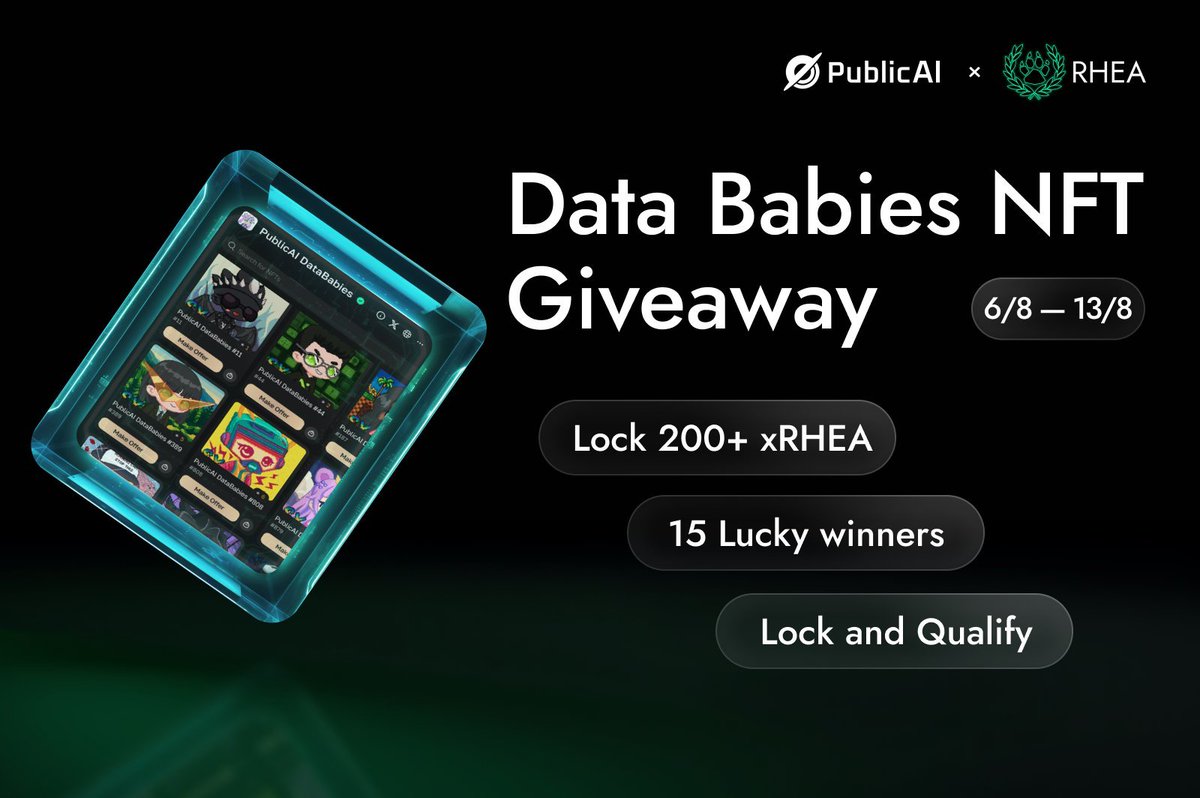 <a href="/rhea_finance/">Rhea Finance</a> 🤝 <a href="/PublicAI_/">PublicAI</a> 

Lock xRHEA for lending boost? You're in for more!

🎁 <a href="/DataBabies333/">DataBabies 🪐💜</a> NFT Giveaway — 15 Lucky Winners 

🐾 Lock a minimum of 200 xRHEA
🐾 You’re in for the lucky draw🔥

1 wallet = 1 entry. Lock xRHEA for a chance to win!