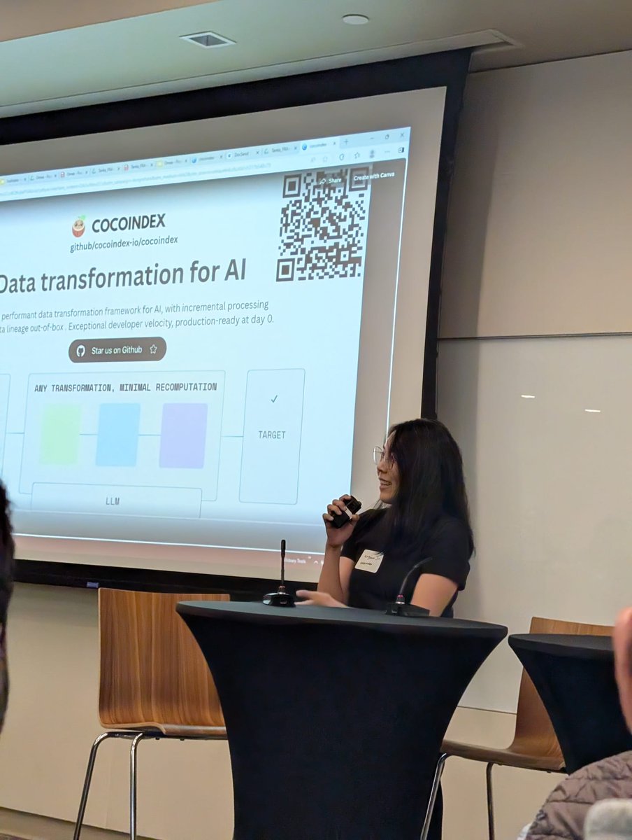 LinghuaJ's tweet image. Thanks for having me, @FounderCoHo ! 🙌 Incredible night at #Stanford with an inspiring crew of founders, builders, and x-googlers.

Had a blast sharing what we’re building at @cocoindex_io —  make sure your AI agents always operate on the right, always-current context — across