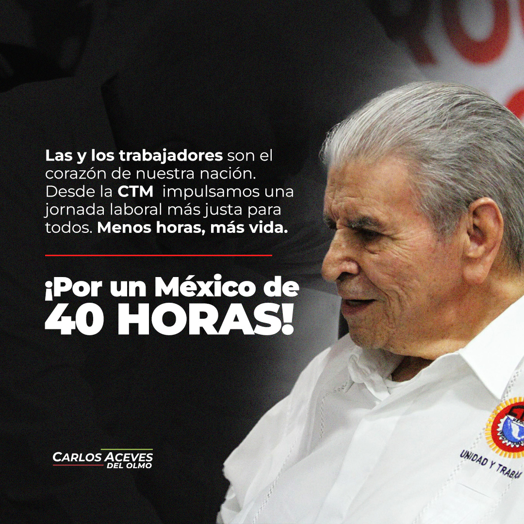 Nuestros padres nos enseñaron a trabajar duro. Hoy, nosotros debemos enseñar que también se puede vivir con dignidad. La lucha cetemista por la reducción de la jornada laboral es por el futuro de quienes amamos.

¡Es tiempo de heredarles bienestar!
#PorUnMéxicoDe40Horas🇲🇽
