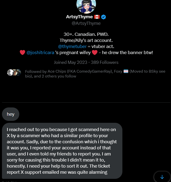 Hello everyone if you got a message for @/ArtsyThyme They got hacked and they want to warning everyone. Be careful. Thank you everyone.