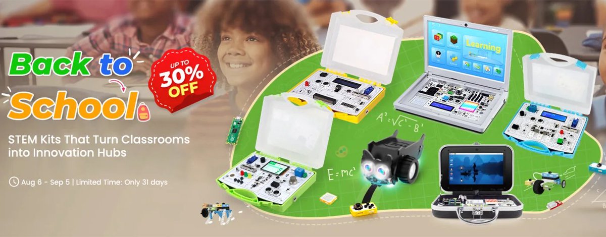 📢 Get excited for #Elecrow's 2025 Fall Back to School Promotion! 🥳 #ElecrowBTS
⚡️ Explore our wide range of #STEAM educational kits, #RaspberryPi/#Arduino learning tools, and #CrowPi #Microbit kits, all at an amazing discount of up to 30% off! 😻 
📌elecrow.com/coupon-for-stu…